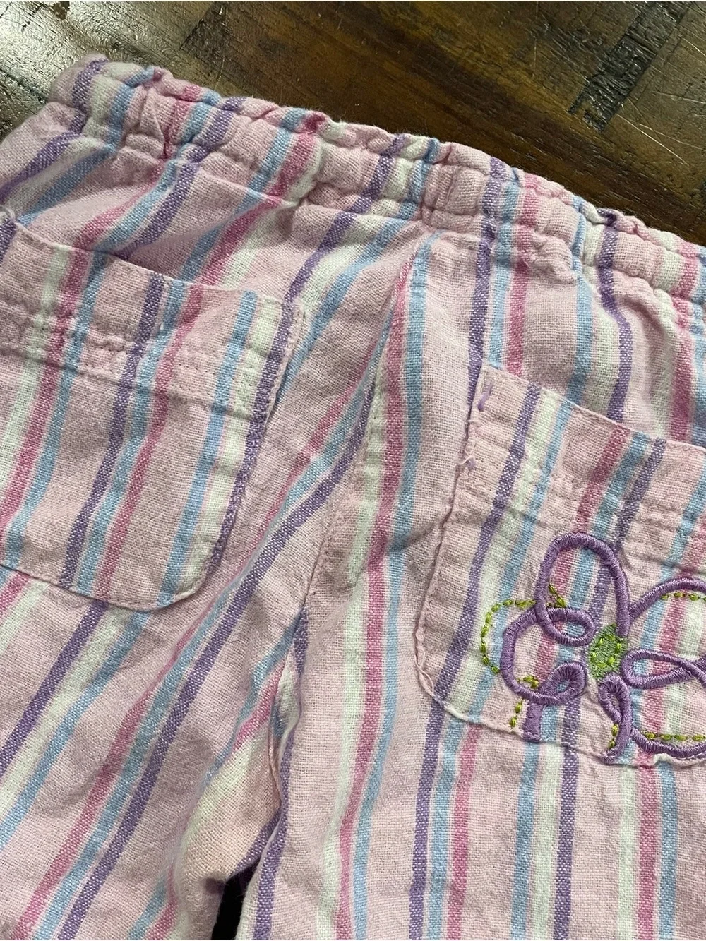 Vintage 2003 Barbie Y2K Pink Striped Embroidered Pants Size 4